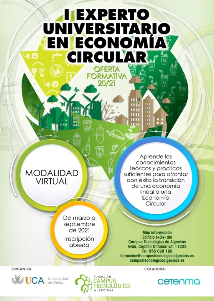 Curso virtual de Experto Universitario en Economía Circular, marzo-septiembre 2021. Inscripción abierta.